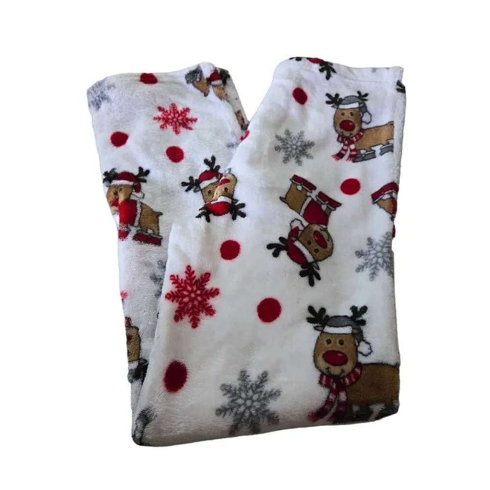 Reindeer fleece pajama pants L
